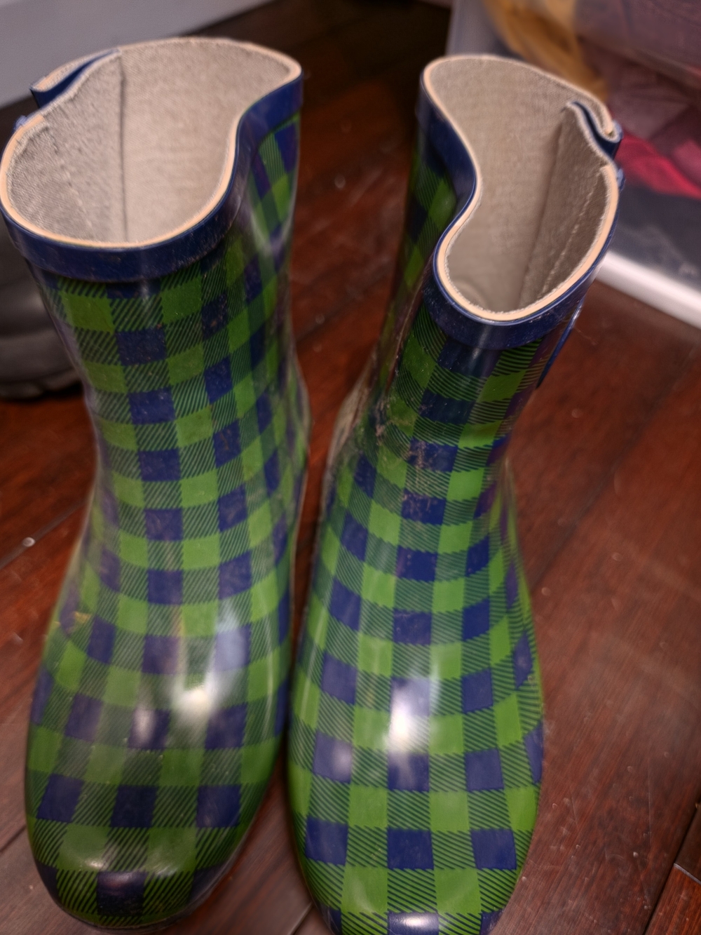 Nomad Green & Navy Plaid Womens' Rain Boots